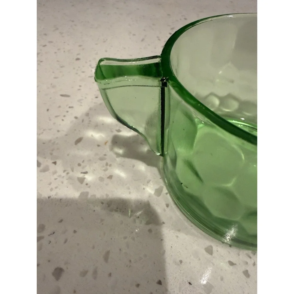 Jeannette Hex Optic Honeycomb Green Sugar Bowl Uranium Depression Glass